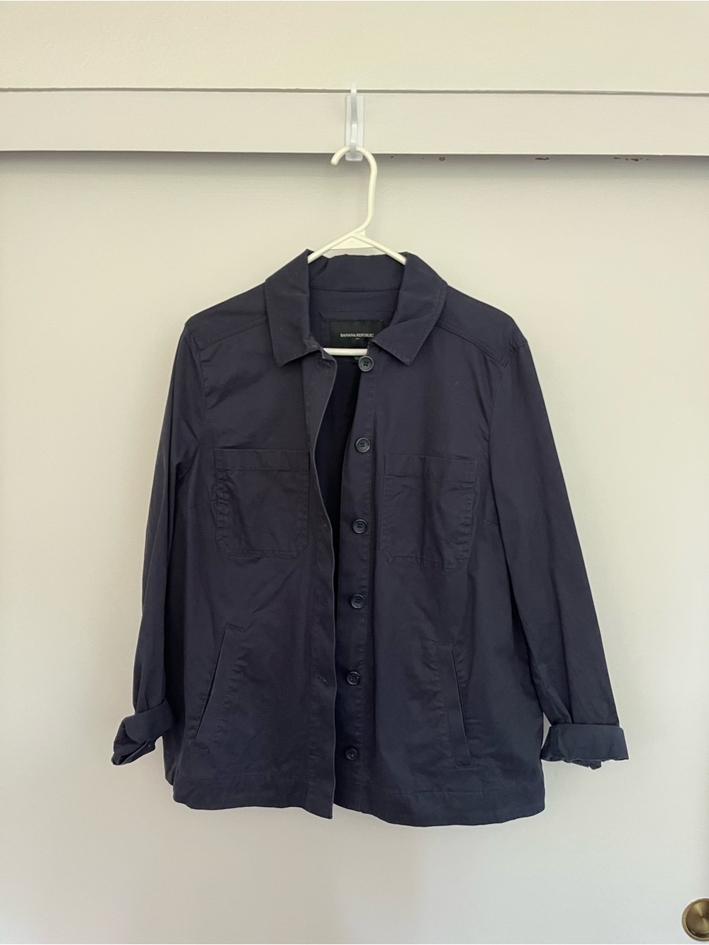 Banana Republic Navy Button-Up Lightweight Shirt Jacket